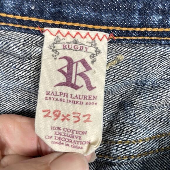 Ralph Lauren Rugby Bootcut Jeans Mens Size 29x32 Blue Skull Crossbones Old Money - Picture 3 of 14